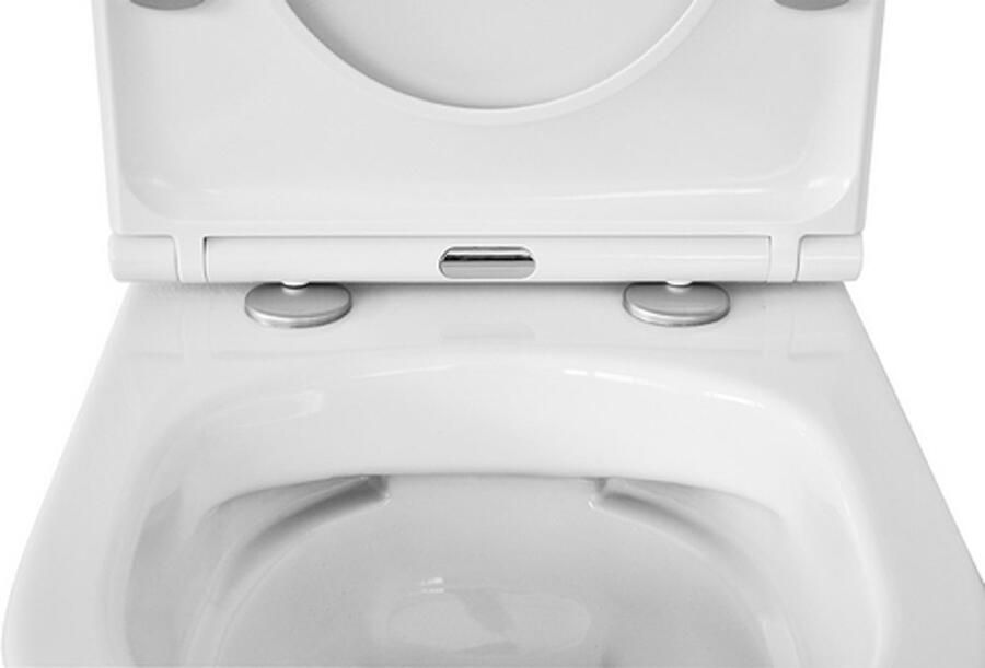 Wiesbaden Vesta-Junior hangend toilet compact 47 cm diepspoel Rimless inclusief Flatline 2.0 zitting met softclose en quickrelease wit - Foto 2