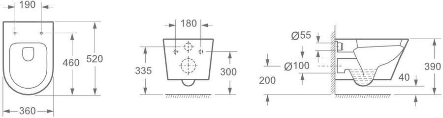 Wiesbaden Toiletpot Hangend Vesta 52x36x35cm Wandcloset Keramiek Diepspoel Nano Coating EasyClean Glans Wit met Softclose Toiletbril - Foto 5