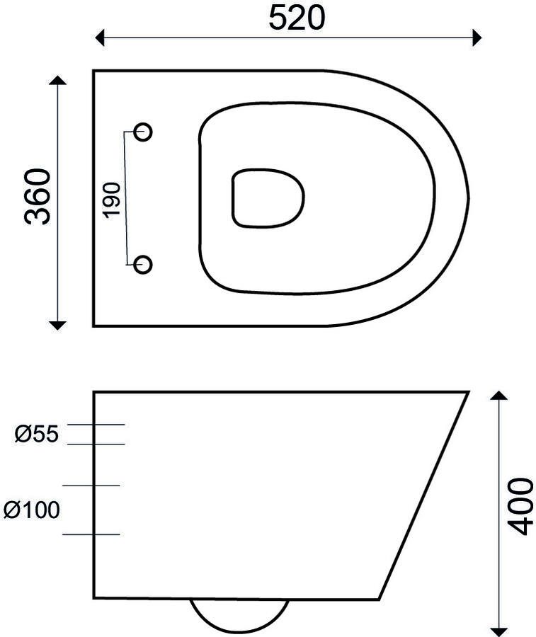 Wiesbaden Toiletpot Hangend Vesta 52x36x35cm Wandcloset Keramiek Diepspoel Nano Coating EasyClean Glans Wit met Softclose Toiletbril - Foto 2