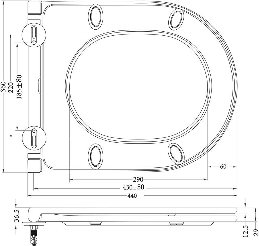 Wiesbaden Flatline toiletzitting met softclose en quick-release 36 x 43 cm mat zwart
