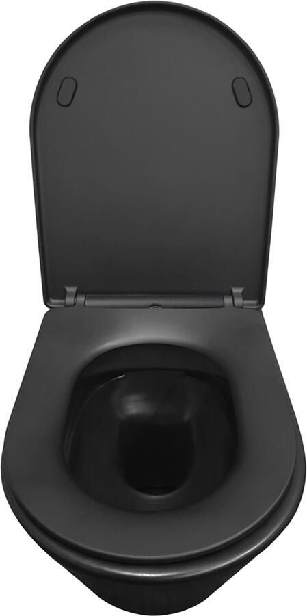 Wiesbaden Vesta wandcloset rimless met Shade slim toiletzitting softclose en quick release mat zwart 32.3412 - Foto 4