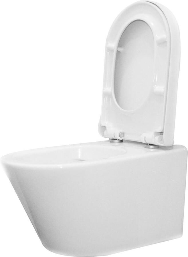 Wiesbaden Toiletpot Hangend Vesta 52x36x35cm Wandcloset Keramiek Diepspoel Nano Coating EasyClean Rimless Glans Wit met Softclose Toiletbril - Foto 3