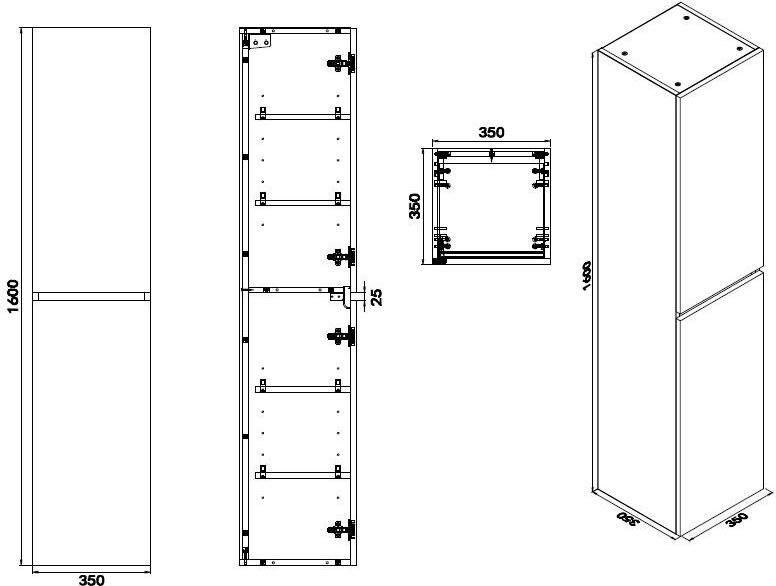 Wiesbaden Badkamerkast Vision Hangend 35x160x35cm MDF Hoogglans Grijs Softclose Greeploos - Foto 2