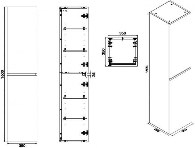 Wiesbaden Badkamerkast Vision Hangend 35x160x35cm MDF Hoogglans Wit Softclose Greeploos - Foto 2