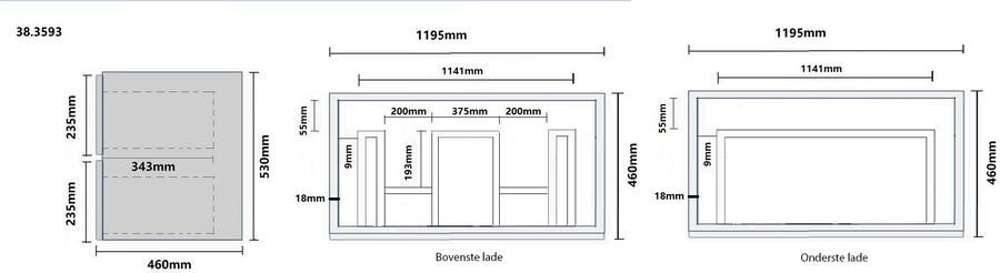 Wiesbaden OAK onderkast met 2 laden 2 uitsparingen 120 x 46 cm eik 38.3593 - Foto 5