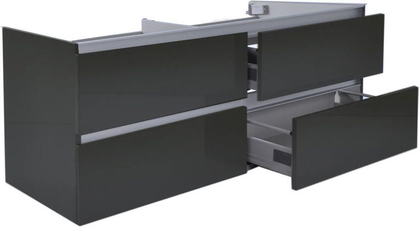 Wiesbaden Badkamermeubel Onderkast Vision Hangend 120x50x47cm MDF Hoogglans Grijs Softclose Greeploos - Foto 3