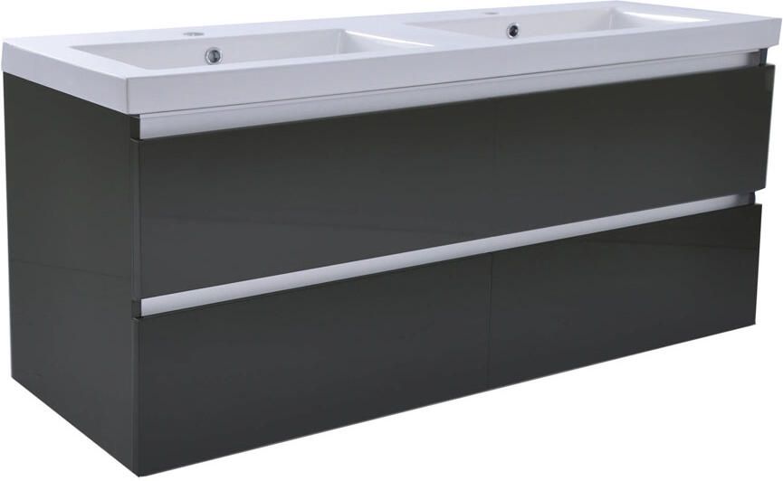 Wiesbaden Badkamermeubel Onderkast Vision Hangend 120x50x47cm MDF Hoogglans Grijs Softclose Greeploos