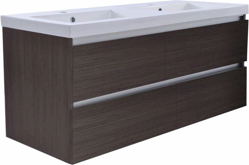 Wiesbaden Badkamermeubel Onderkast Vision Hangend 120x50x47cm MDF Houtnerf Grijs Softclose Greeploos - Foto 4