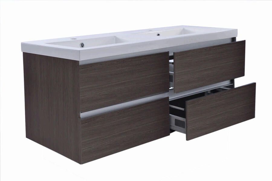 Wiesbaden Badkamermeubel Onderkast Vision Hangend 120x50x47cm MDF Houtnerf Grijs Softclose Greeploos - Foto 2