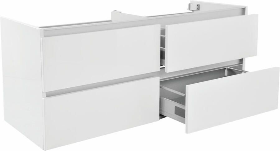 Wiesbaden Badkamermeubel Onderkast Vision Hangend 120x50x47cm MDF Hoogglans Wit Softclose Greeploos - Foto 2