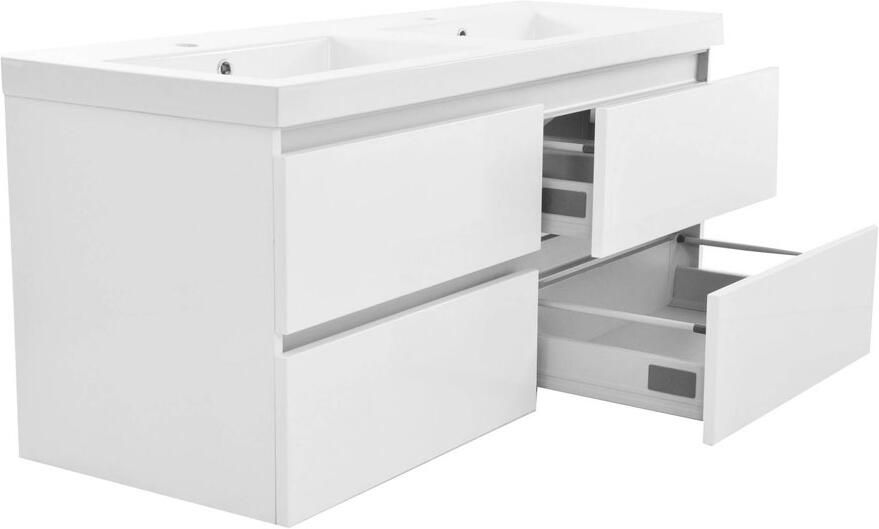 Wiesbaden Badkamermeubel Onderkast Vision Hangend 120x50x47cm MDF Hoogglans Wit Softclose Greeploos