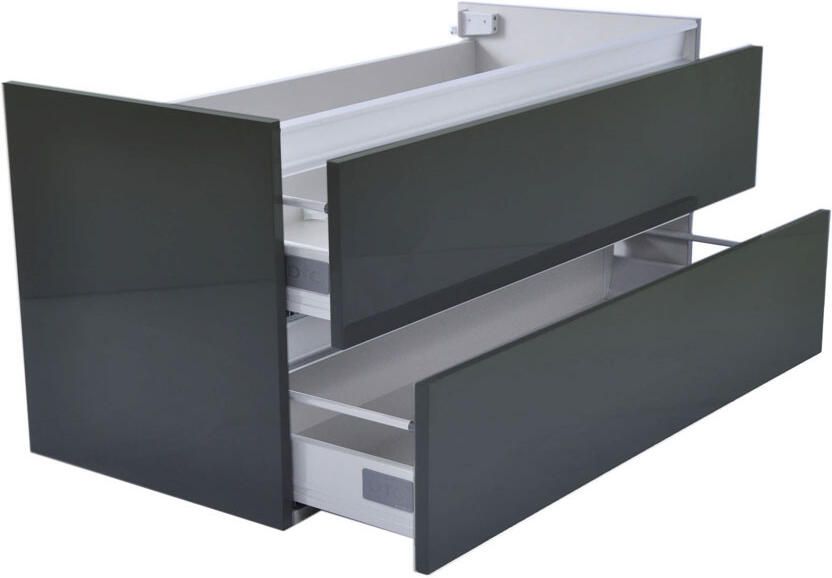 Wiesbaden Badkamermeubel Onderkast Vision Hangend 100x50x47cm MDF Hoogglans Grijs Softclose Greeploos - Foto 5
