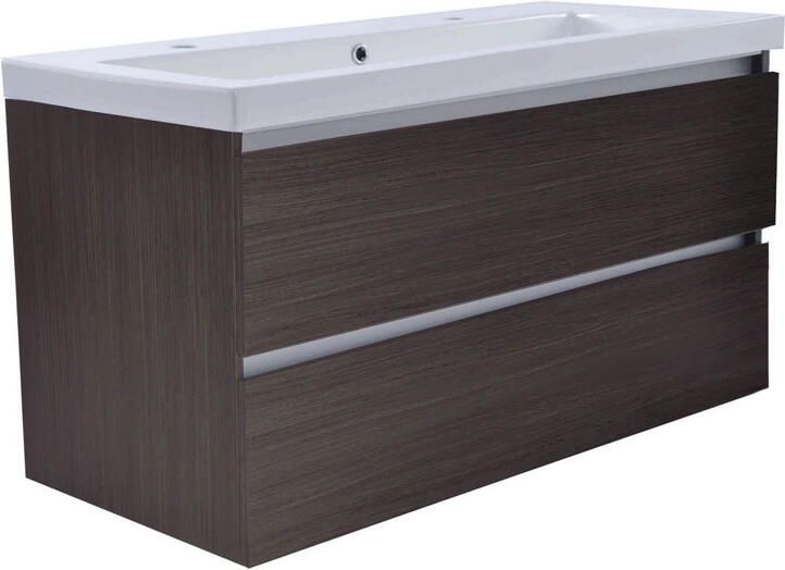Wiesbaden Badkamermeubel Onderkast Vision Hangend 100x50x47cm MDF Houtnerf Grijs Softclose Greeploos - Foto 3