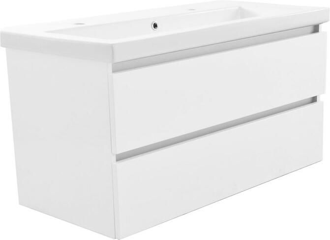 Wiesbaden Badkamermeubel Onderkast Vision Hangend 100x50x46cm MDF Hoogglans Wit Softclose Greeploos - Foto 4
