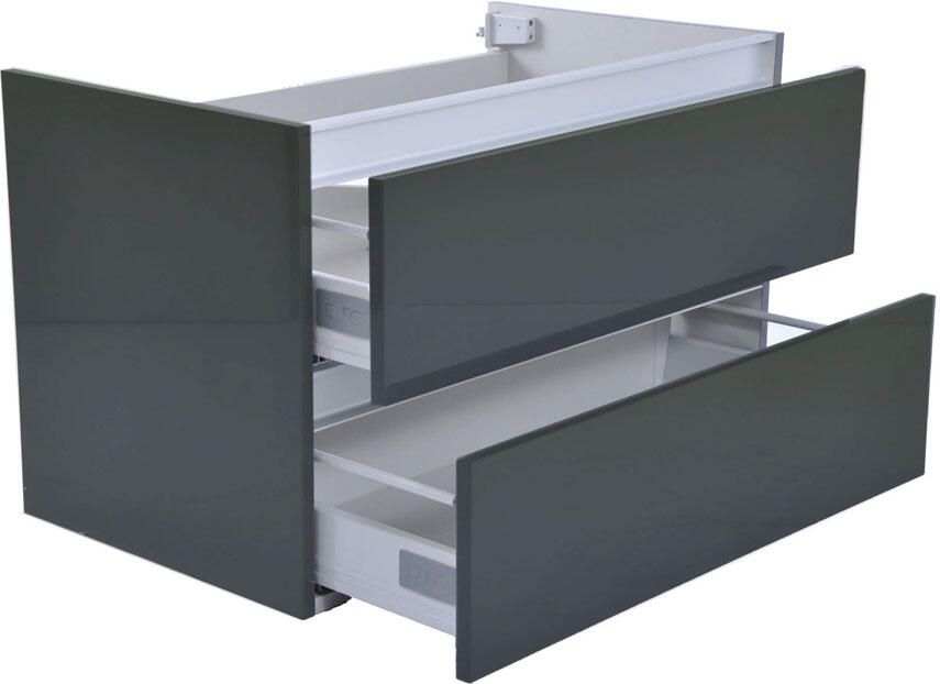 Wiesbaden Badkamermeubel Onderkast Vision Hangend 80x50x47cm MDF Hoogglans Grijs Softclose Greeploos - Foto 4