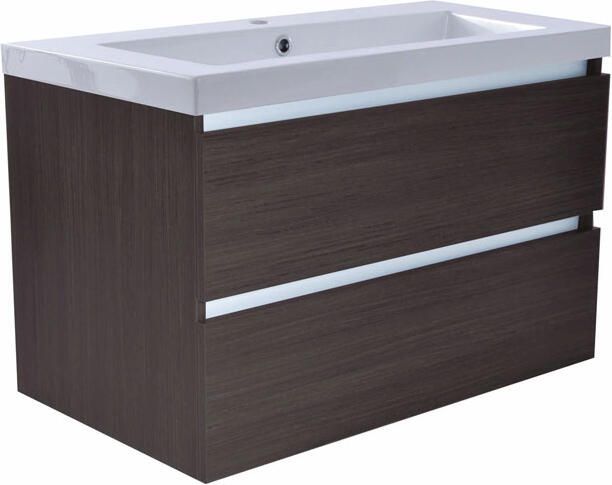 Wiesbaden Badkamermeubel Onderkast Vision Hangend 80x50x47cm MDF Houtnerf Grijs Softclose Greeploos - Foto 4