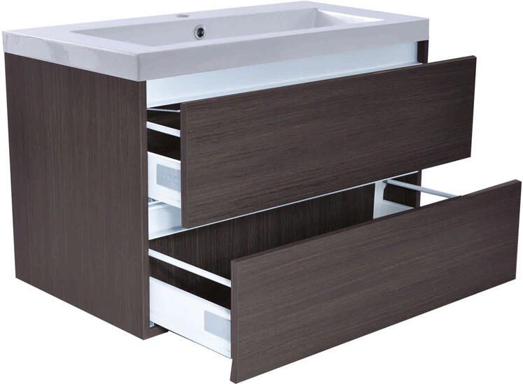Wiesbaden Badkamermeubel Onderkast Vision Hangend 80x50x47cm MDF Houtnerf Grijs Softclose Greeploos - Foto 3