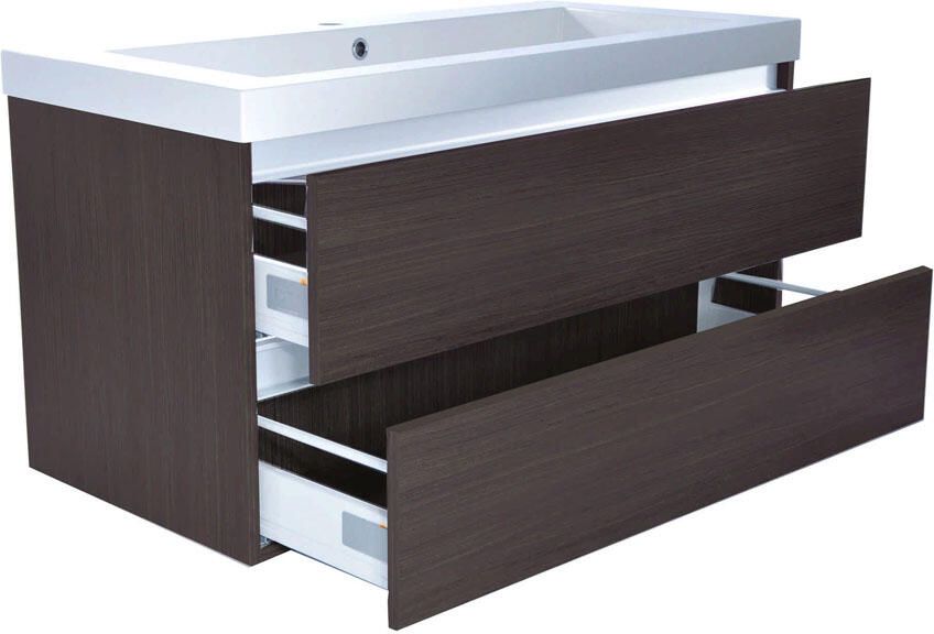 Wiesbaden Meubelwastafel Vision Rechthoek 100x46x5 5cm Kunstmarmer Glans Wit 1 Kraangat Overloop - Foto 3