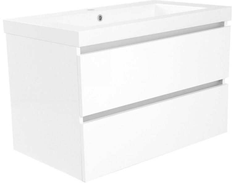 Wiesbaden Meubelwastafel Vision Rechthoek 80x47x5 5cm Kunstmarmer Glans Wit 1 Kraangat Overloop - Foto 3