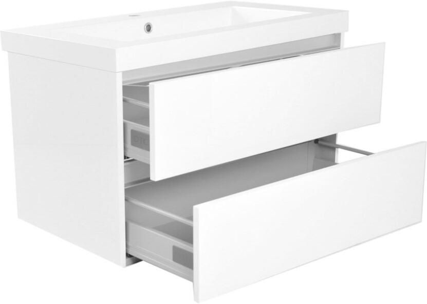 Wiesbaden Meubelwastafel Vision Rechthoek 80x47x5 5cm Kunstmarmer Glans Wit 1 Kraangat Overloop - Foto 2