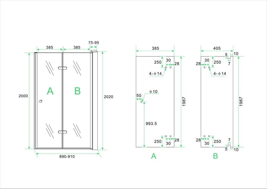 Wiesbaden Douchedeur Nisdeur Vouwdeur Rechts 100x202cm Antikalk Helder Glas Chroom Profiel 8mm Veiligheidsglas - Foto 9