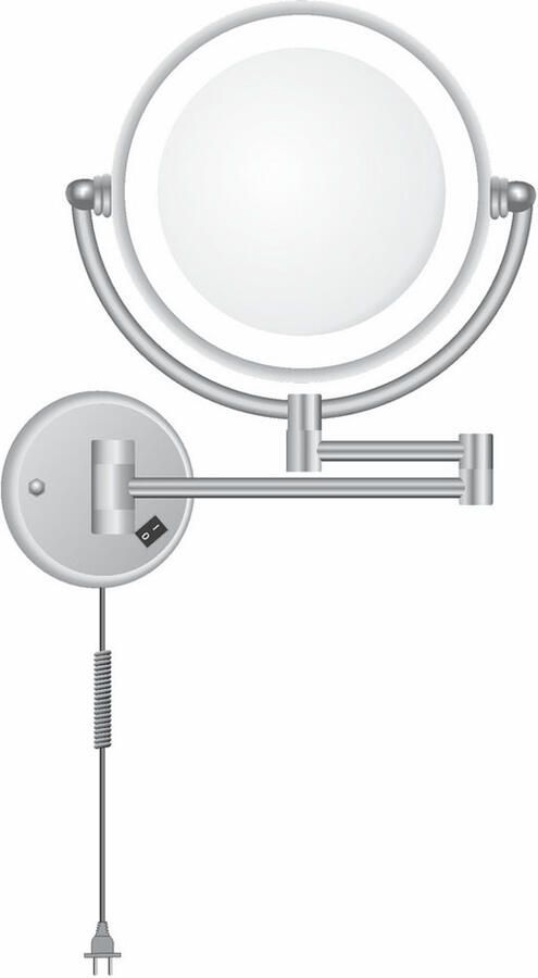 Wiesbaden Scheerspiegel Cleopatra 20x20cm Geintegreerde LED Verlichting Kantelbaar x5 Vergroting Lichtschakelaar Hoogglans Chroom - Foto 7