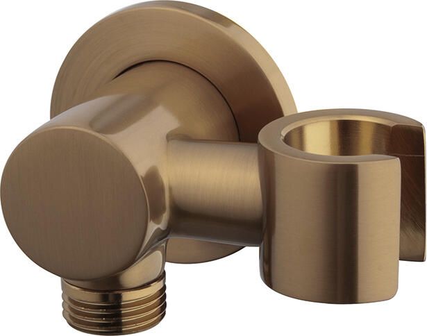 Wiesbaden Wandaansluitbocht met kantelbare handdouchehouder rond 1 2" geborsteld brons koper 29.2805 - Foto 2