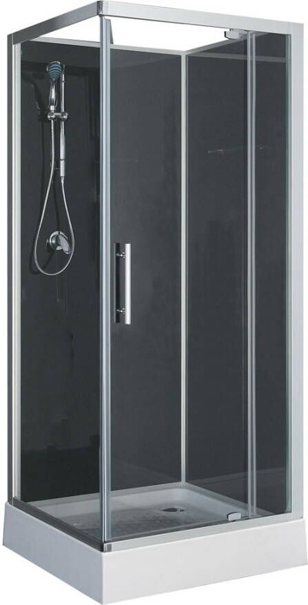 Wiesbaden Douchecabine Domino Draaideur 80x80x210cm 5mm Veiligheidsglas Zwart Hoekinstap