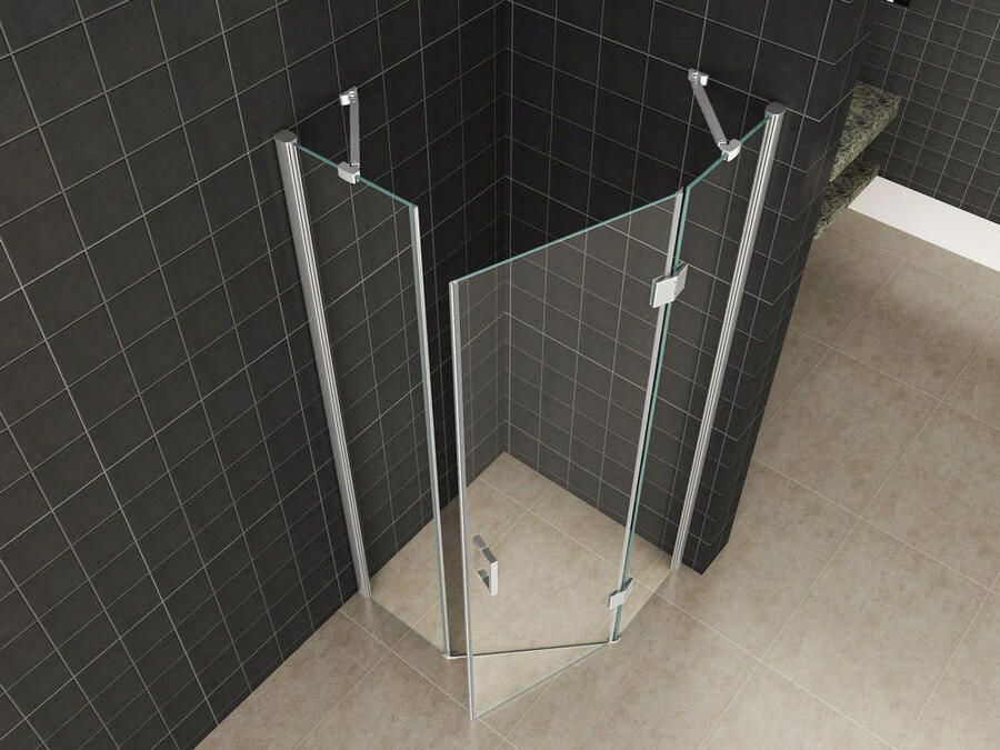Wiesbaden Douchecabine Nano Vijfhoek Draaideur 100x100x200cm Antikalk Helder Glas Chroom Profiel 8mm Veiligheidsglas Easy Clean - Foto 7