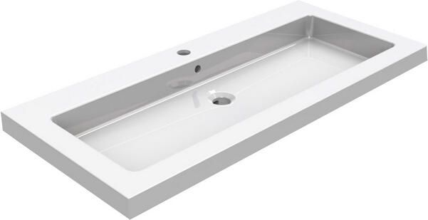 Wiesbaden Kera wastafel enkel met 1 kraangat 100x46x5 cm keramiek glans wit 39.3805 - Foto 4