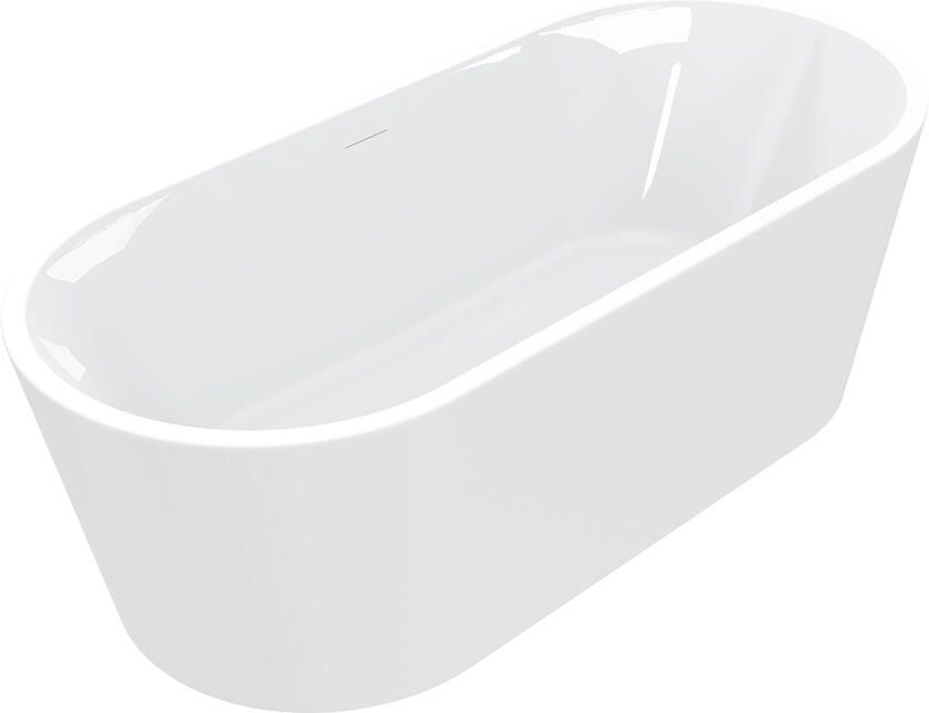 Wiesbaden Ligbad Vrijstaand Libero Ovaal 80x178x60cm Glasvezelversterkt Hoogwaardig Acryl Glans Wit met Badwaste en Overloop - Foto 6