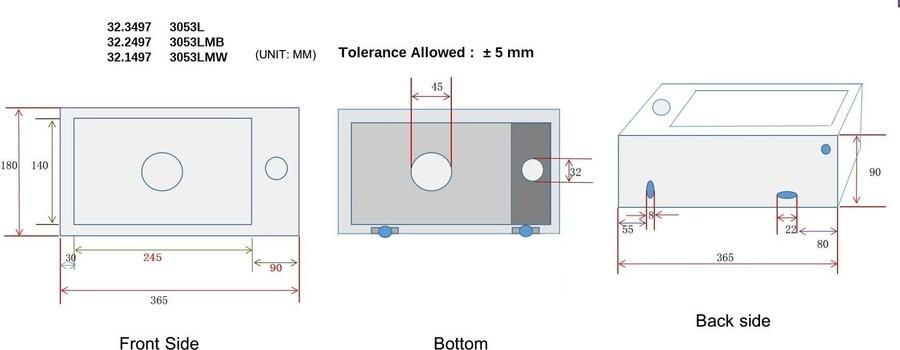Wiesbaden Fontein Rhea mini | 36x18x9 cm | Keramiek | Rechts montage | 1 kraangat | Rechthoek | Zwart mat - Foto 4