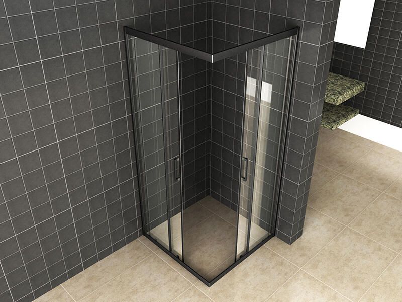 Wiesbaden Skyline hoekinstap cabine met 2 schuifdeuren 1000 x 1000 x 2000 x 8 mm nano helder glas mat zwart 20.3717 - Foto 9