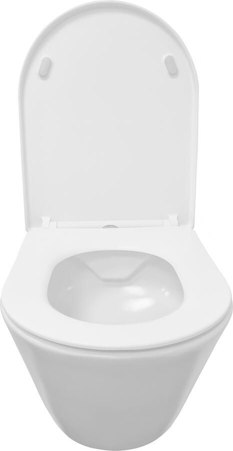 Wiesbaden Toiletpot Hangend Stereo Mat Wit 35.5x53x40cm Wandcloset Keramiek Diepspoel Rimless met Shade Softclose en Quickrelease Toiletzitting - Foto 2