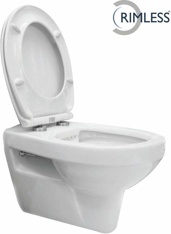 Xellanz Toiletpot Hangend Trevi 53x36.5x36cm Wandcloset Keramiek Diepspoel Nano Coating EasyClean Rimless Glans Wit met Softclose Toiletbril - Foto 4