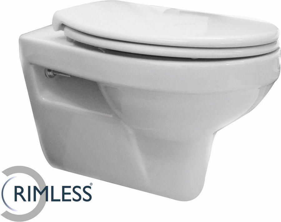 Xellanz Toiletpot Hangend Trevi 53x36.5x36cm Wandcloset Keramiek Diepspoel Nano Coating EasyClean Rimless Glans Wit met Softclose Toiletbril - Foto 3
