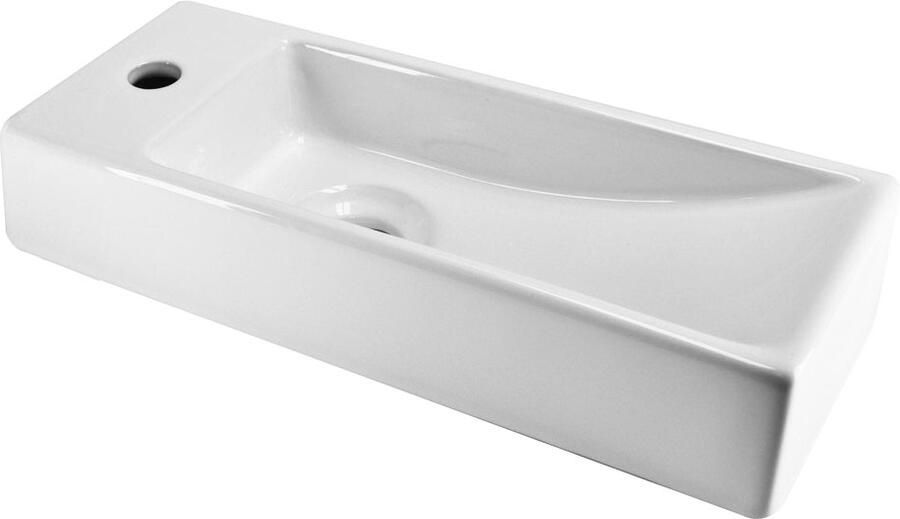 Wiesbaden Fontein Trim | 38x14x8 cm | Keramiek | Links montage | 1 kraangat | Rechthoek | Wit glans - Foto 3