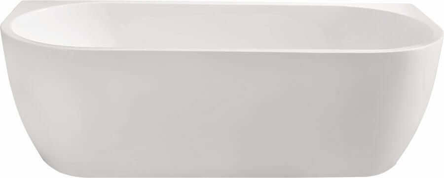 Wiesbaden Ligbad Half Vrijstaand Wall Rechthoek 75x170x58cm Glasvezelversterkt Hoogwaardig Acryl Glans Wit met Badwaste en Overloop - Foto 3