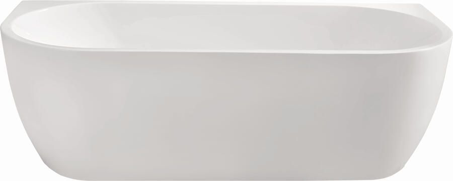 Wiesbaden Ligbad Half Vrijstaand Wall Rechthoek 80x180x58cm Glasvezelversterkt Hoogwaardig Acryl Glans Wit met Badwaste en Overloop - Foto 3